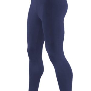 9M Mens Ultra Soft Thermal Underwear Leggings Bottoms - Compression Pants with Fleece Lined, Navy Blue, Medium