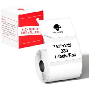 phomemo thermal labels-for m110/m221/m220/m120/m200/m110s,1.57"x1.18"(40x30mm),230 labels/roll, for barcode/address/mailing/logo/business/home tag