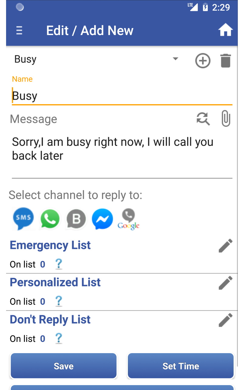 SMS Auto Reply PRO / Autoresponder / “Answering Machine”: auto reply with SMS or MMS to Missed Calls / Incoming Texts / WhatsApp, Facebook, Google Voice, once you would prefer not to be disturbed