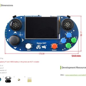 Game HAT/Game Console/Gamepad Kit for Raspberry Pi A+/B+/2B/3B/3B+/Zero W with 3.5inch IPS Screen 480x320 60 Frame