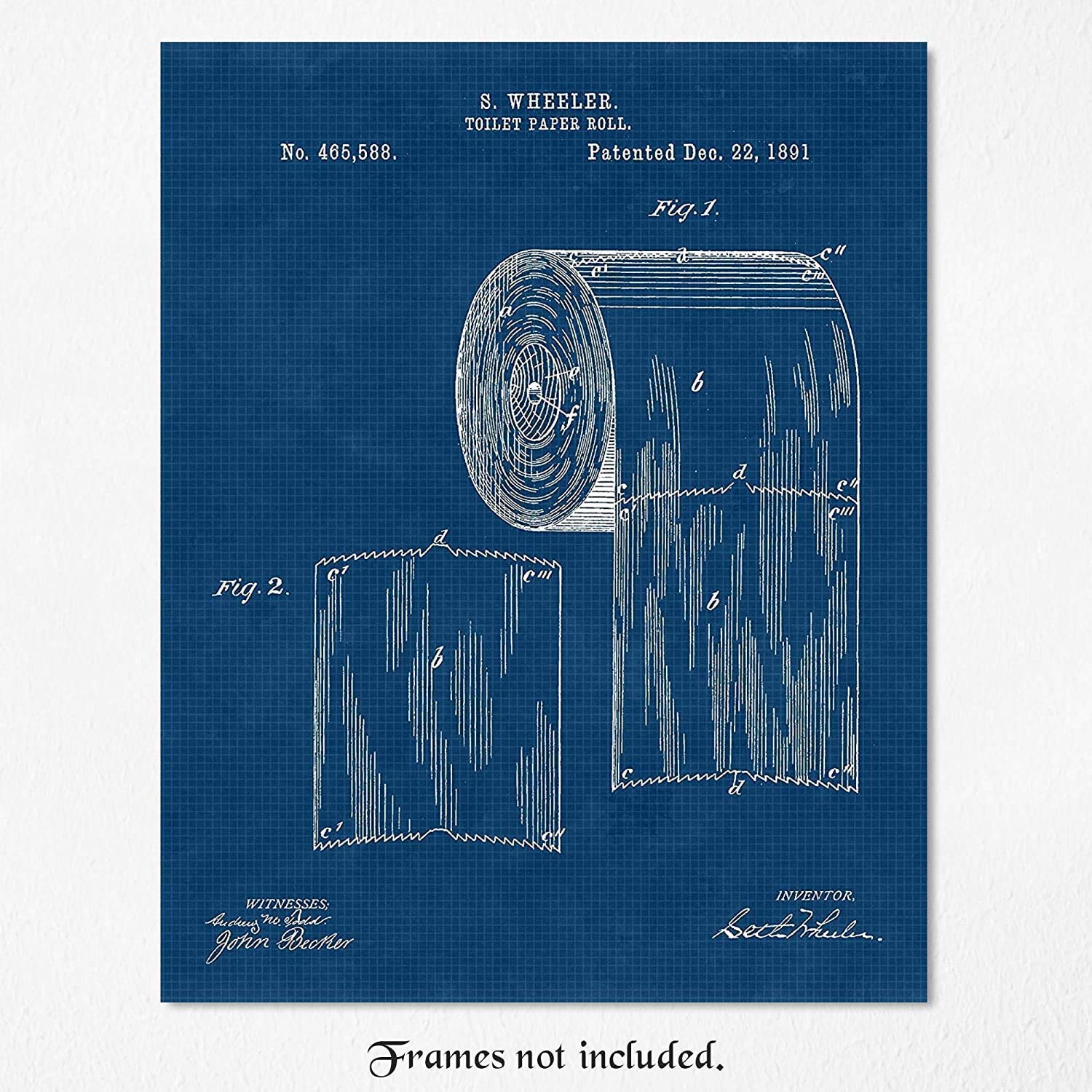 Vintage Toilet Tissue Patent Prints, 1 (11x14) Unframed Photos, Wall Art Decor Gifts for Home Office Man Cave Garage Shop Studio Lounge Bar Diner School College Student Teacher Bathroom Whimsical Fans