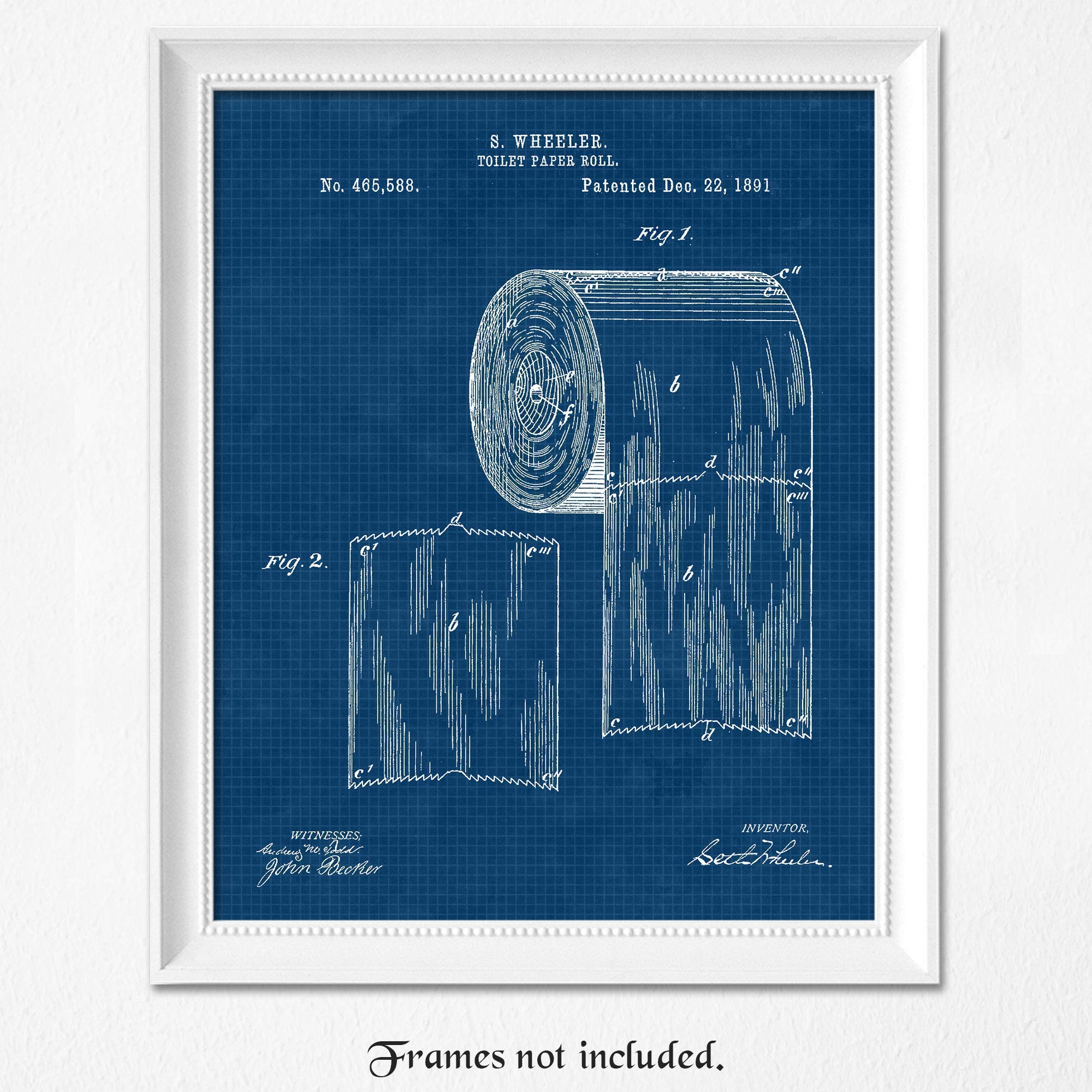 Vintage Toilet Tissue Patent Prints, 1 (11x14) Unframed Photos, Wall Art Decor Gifts for Home Office Man Cave Garage Shop Studio Lounge Bar Diner School College Student Teacher Bathroom Whimsical Fans