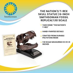 The Nation's T-Rex Skull Statue | Smithsonian Fossil Replica | 6-Inch Tall Tyrannosaurus Rex Desk Statue | 1:10 Scale