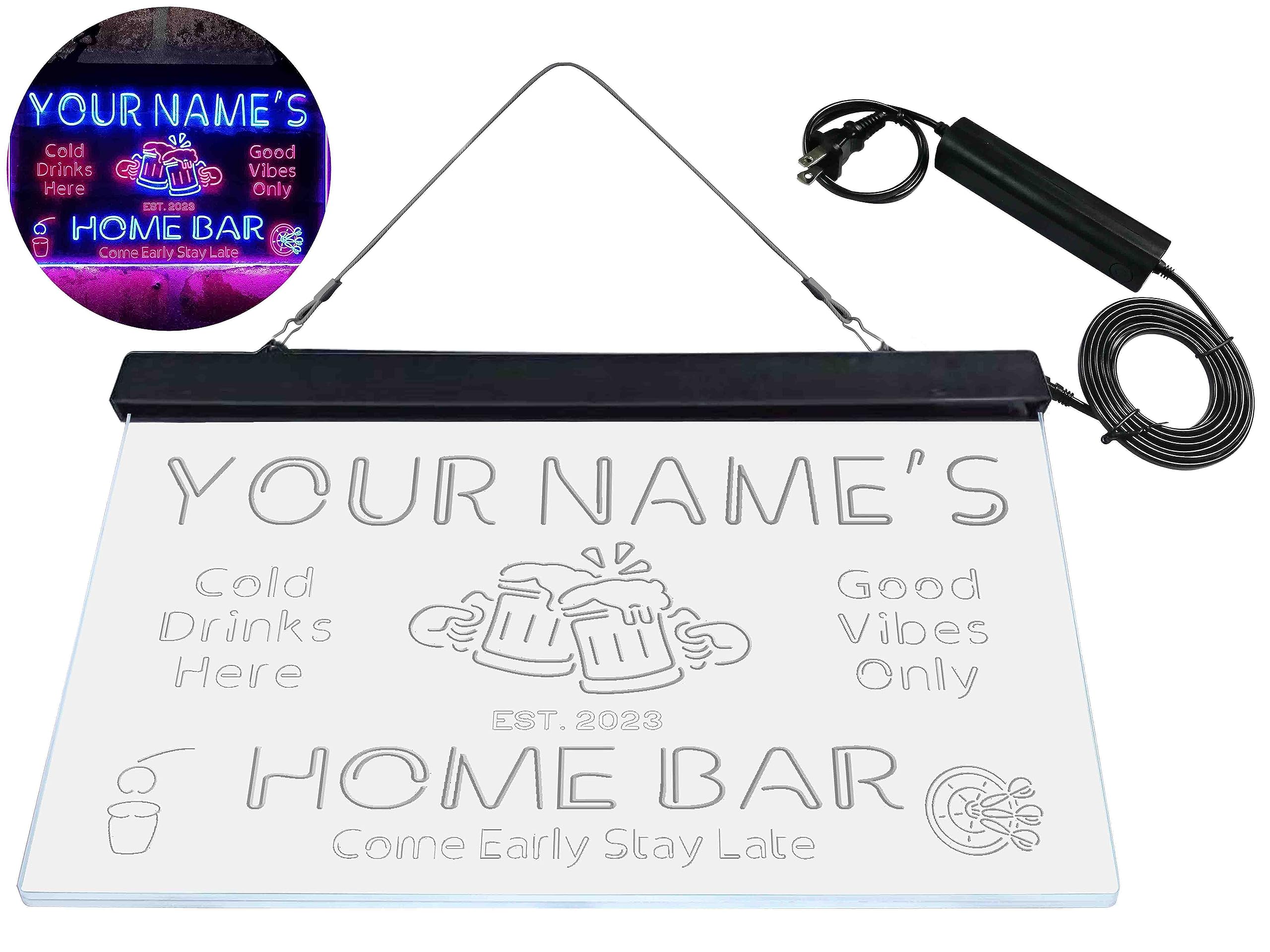 ADVPRO Personalized Your Name Custom Home Bar Beer Established Year Dual Color LED Neon Sign Red & Blue 24 x 16 Inches st6s64-p1-tm-rb