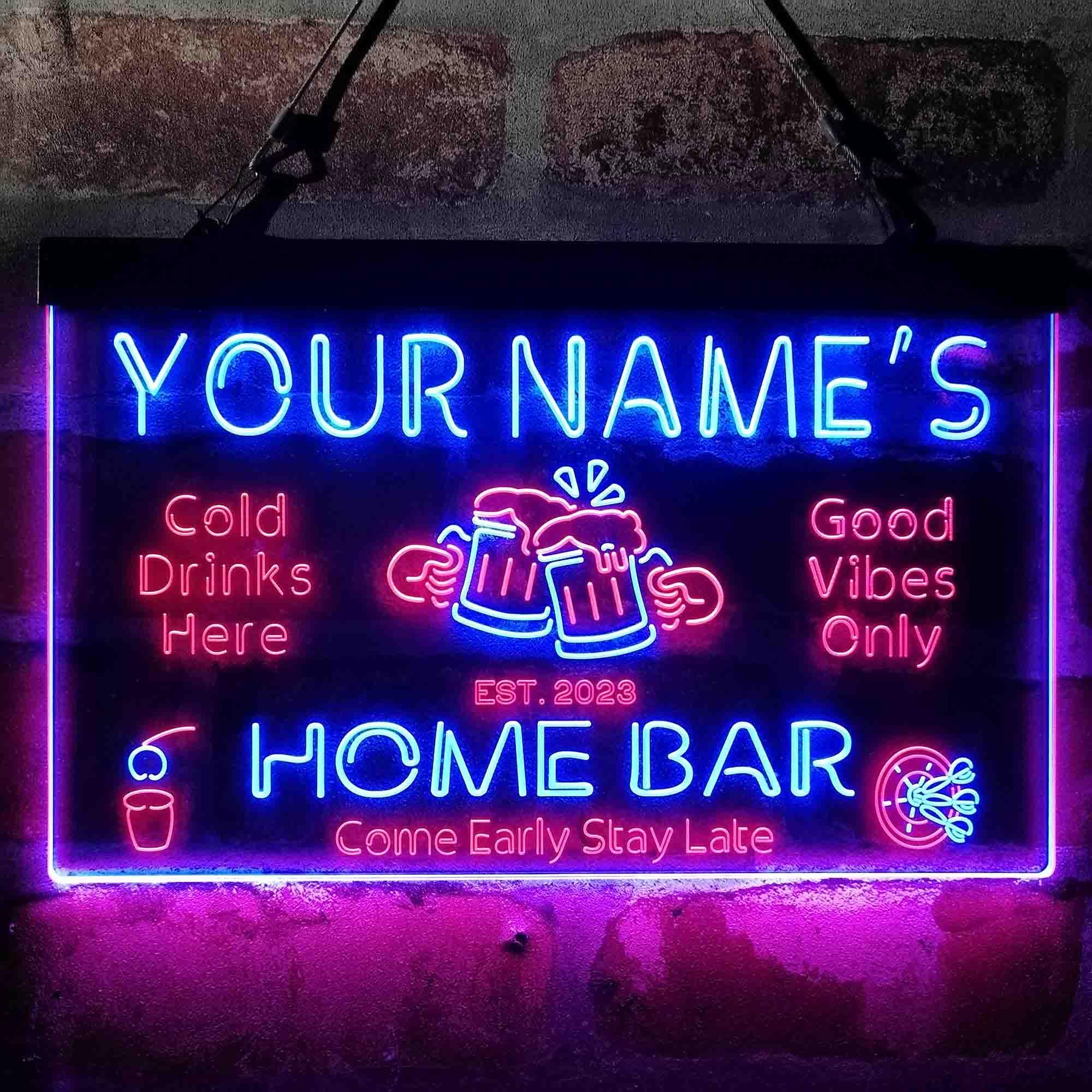 ADVPRO Personalized Your Name Custom Home Bar Beer Established Year Dual Color LED Neon Sign Red & Blue 24 x 16 Inches st6s64-p1-tm-rb