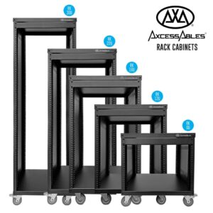 AxcessAbles 12U AV Rack Stand | 12 Space Component Rack Cabinet | Removable Side Panels for Open-Frame | 550lb Capacity Four Post Network Server Case| 19-Inch Rack-mountable Cabinet (RK12U)