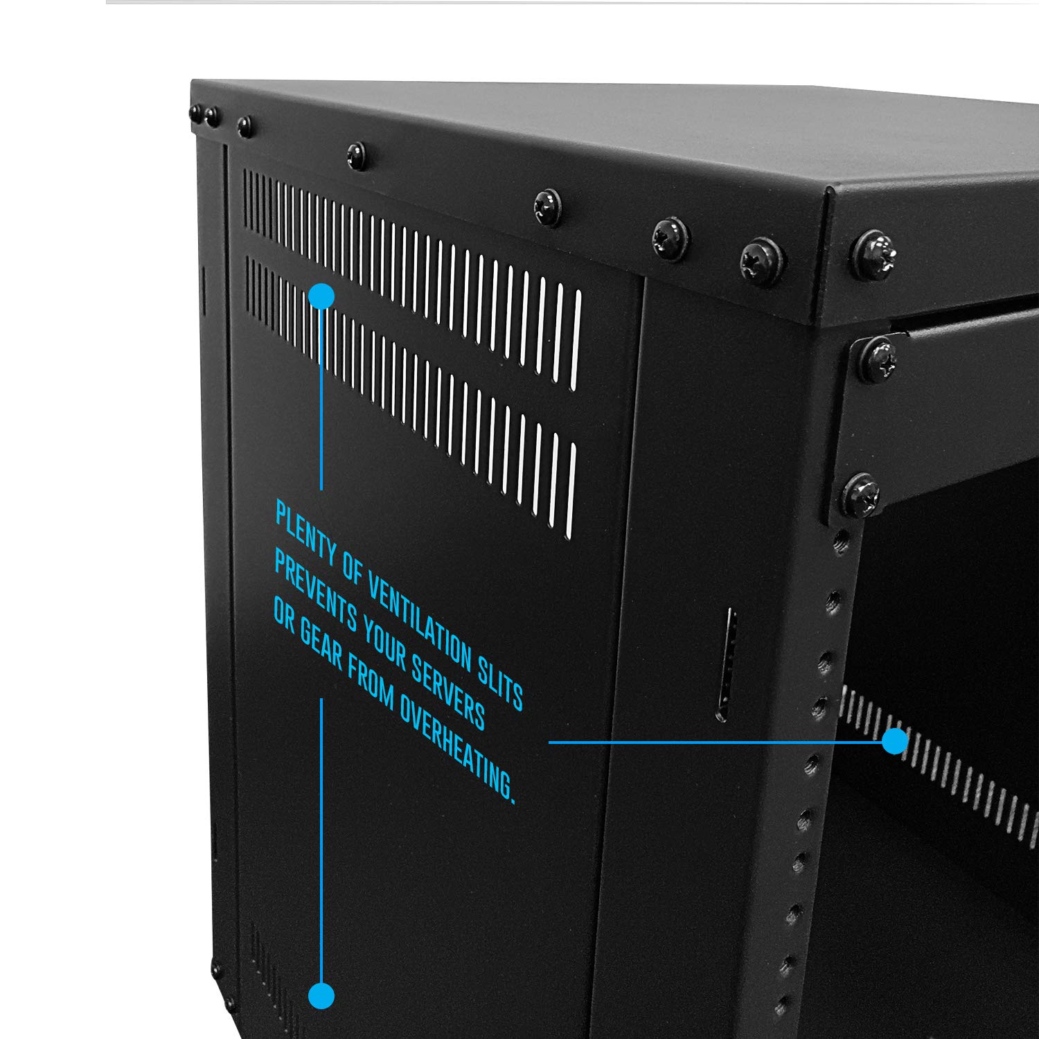 AxcessAbles 12U AV Rack Stand | 12 Space Component Rack Cabinet | Removable Side Panels for Open-Frame | 550lb Capacity Four Post Network Server Case| 19-Inch Rack-mountable Cabinet (RK12U)