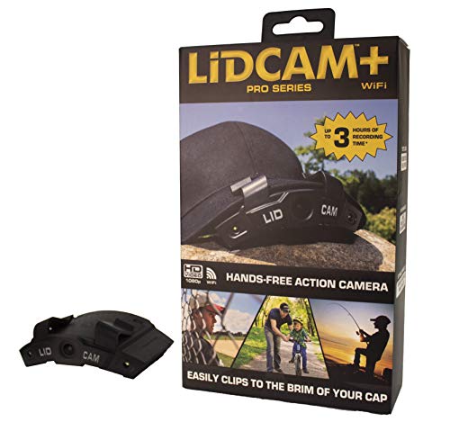 LIDCAM+ LC-WF-BZ Hands Free Hat Mounted Digital Action Camera, 1080P HD Wi-Fi with Full Audio and 1X to 4X Zoom, Black