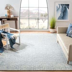 safavieh abstract collection area rug - 8' x 10', blue & ivory, handmade wool, ideal for high traffic areas in living room, bedroom (abt342n)