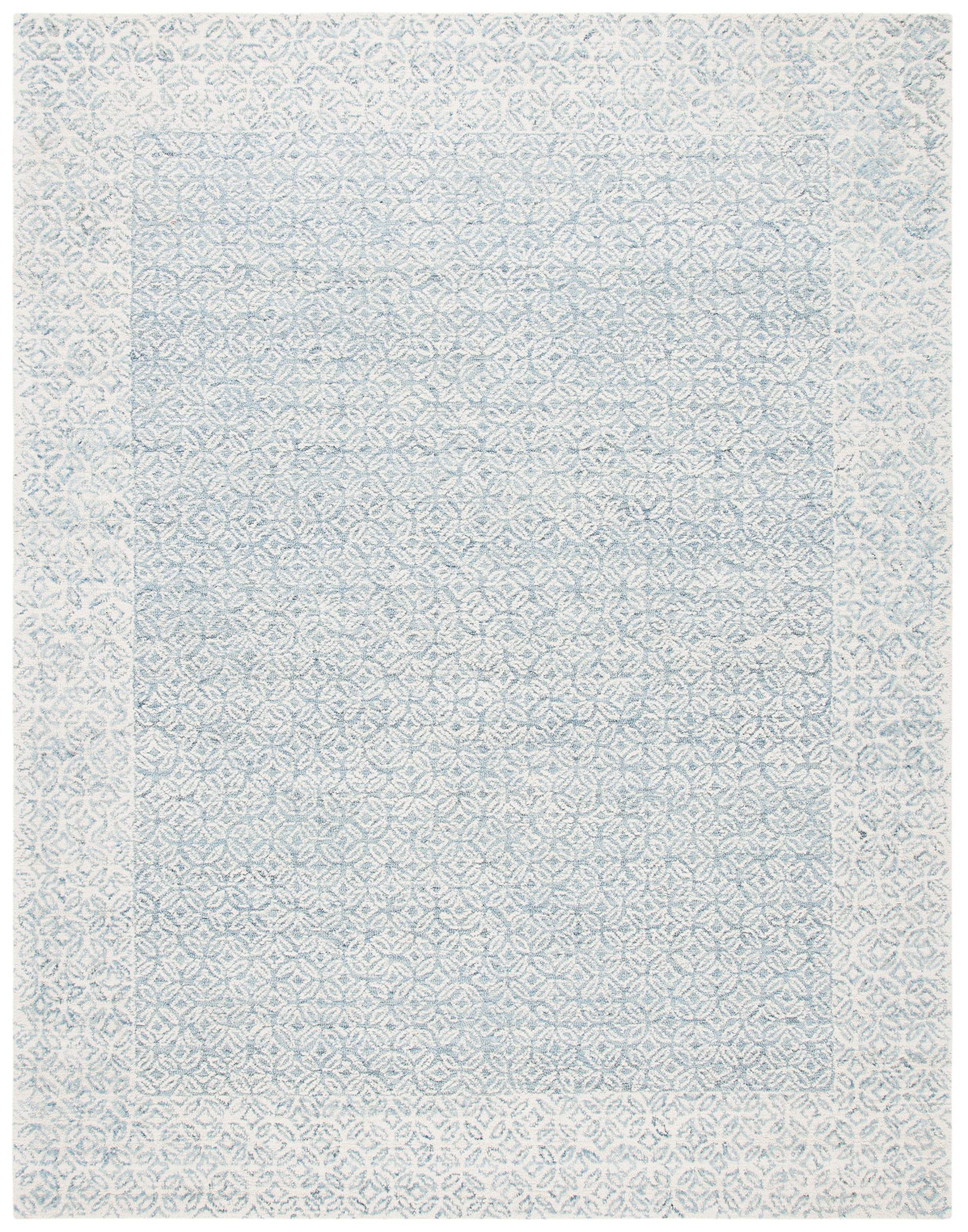 SAFAVIEH Abstract Collection Area Rug - 8' x 10', Blue & Ivory, Handmade Wool, Ideal for High Traffic Areas in Living Room, Bedroom (ABT342N)