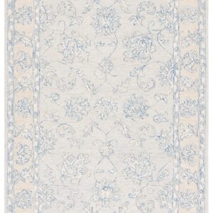 SAFAVIEH Micro-Loop Collection Area Rug - 5' x 8', Blue & Beige, Handmade Wool, Ideal for High Traffic Areas in Living Room, Bedroom (MLP535M)