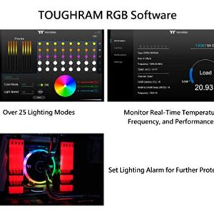 Thermaltake TOUGHRAM RGB DDR4 3600MHz 16GB (8GB x 2) 16.8 Million Color RGB Alexa/Razer Chroma/5V Motherboard Syncable RGB Memory R009D408GX2-3600C18B