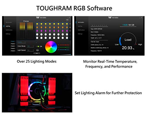 Thermaltake TOUGHRAM RGB DDR4 3600MHz 16GB (8GB x 2) 16.8 Million Color RGB Alexa/Razer Chroma/5V Motherboard Syncable RGB Memory R009D408GX2-3600C18B