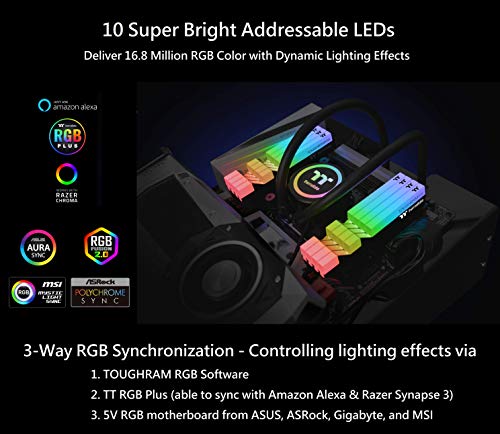 Thermaltake TOUGHRAM RGB DDR4 3600MHz 16GB (8GB x 2) 16.8 Million Color RGB Alexa/Razer Chroma/5V Motherboard Syncable RGB Memory R009D408GX2-3600C18B