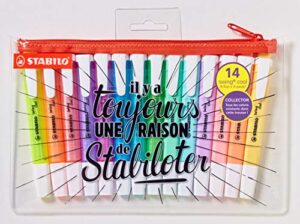 stabilo highlighter swing cool - pencil case of 14 - assorted colours