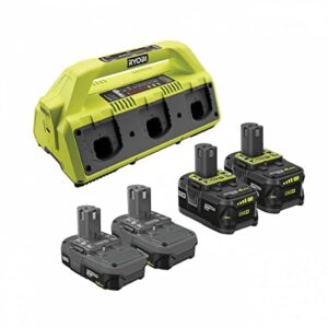 ryobi 18-volt one+ 6-port dual chemistry supercharger kit with (4) batteries - p1821 - (bulk packaged)