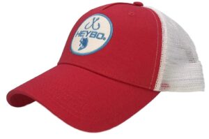 heybo meshback trucker hat (fish hook coral/white, one size fits all)