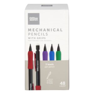 office depot® brand mechanical pencils with comfort grip, 0.7 mm, black barrel, pack of 48 pencils