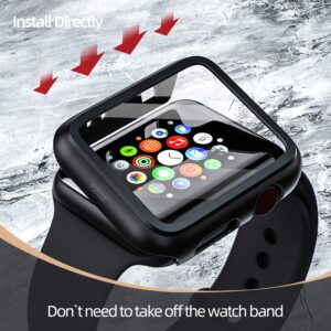 PZOZ Compatible for Apple Watch Series 3 / Series 2 Case with Screen Protector 38mm Accessories Slim Guard Thin Bumper Full Coverage Matte Hard Cover Defense Edge for iWatch Women Men GPS (Black)