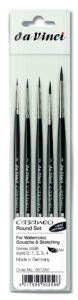 da vinci brushes 5598 casaneo round (sizes 0,1,2,3,4) artist brush set, black, 5 count