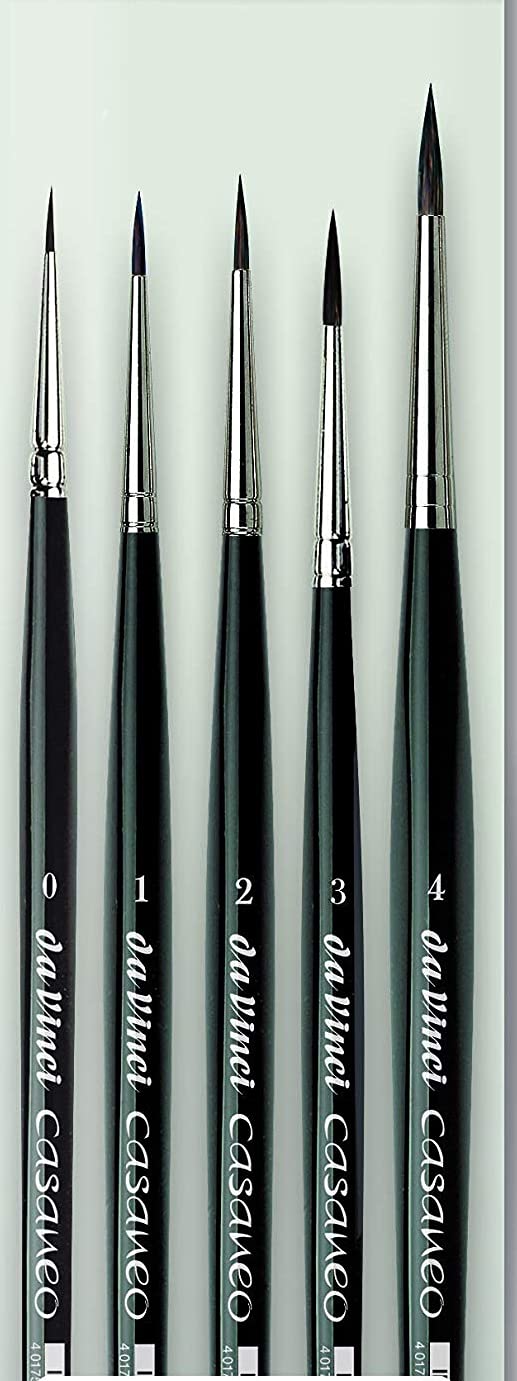 da Vinci Brushes 5598 Casaneo Round (Sizes 0,1,2,3,4) Artist Brush Set, Black, 5 Count