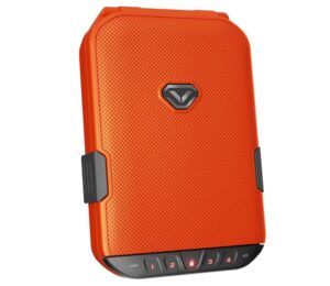 vaultek lifepod secure waterproof travel case rugged electronic lock box travel organizer portable handgun case with backlit keypad (rush orange)