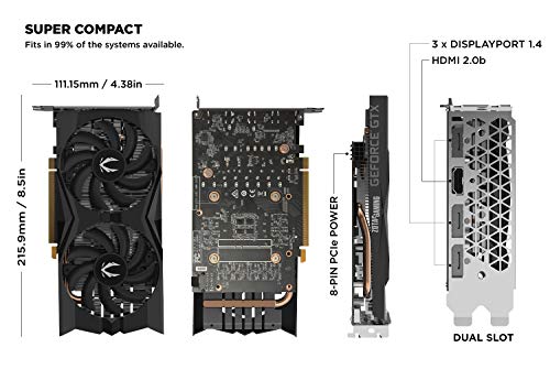 ZOTAC GeForce GTX 1660 6GB GDDR5 192-bit Gaming Graphics Card, Super Compact, ZT-T16600K-10M