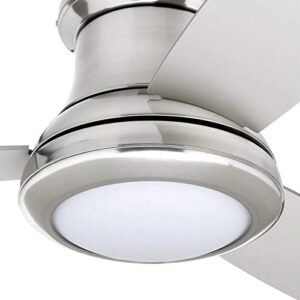 Harbor Breeze Sail Stream 52-in Brushed Nickel LED Indoor Flush mount Ceiling Fan with Light and Remote Control Included (3-Blade)