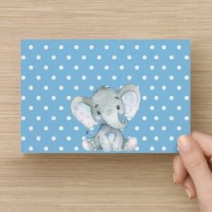 Your Main Event Prints Elephant Baby Shower Thank You Cards 20 Count Pre-written Thank You Cards, Baby Sprinkle Blue Dots