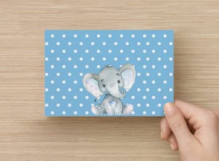 Your Main Event Prints Elephant Baby Shower Thank You Cards 20 Count Pre-written Thank You Cards, Baby Sprinkle Blue Dots