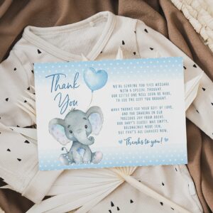 Your Main Event Prints Elephant Baby Shower Thank You Cards 20 Count Pre-written Thank You Cards, Baby Sprinkle Blue Dots