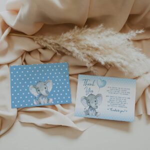 Your Main Event Prints Elephant Baby Shower Thank You Cards 20 Count Pre-written Thank You Cards, Baby Sprinkle Blue Dots