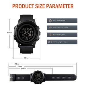 CKE Men's Digital Sports Watch Large Face Waterproof Wrist Watches for Men with Stopwatch Alarm LED Back Light