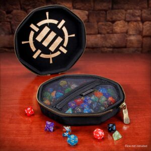 ENHANCE DnD Dice Tray and Dice Case - DnD Dice Holder for up to 150 D&D Dice with Rugged Hard Shell Exterior and Protective Soft Interior - Dice Rolling Tray Perfect for Game Night (Black)