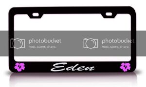 custom brother - eden female name hibiscus metal car suv truck license plate frame bl y91