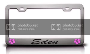 custom brother - eden female name hibiscus metal car suv truck license plate frame ch r69