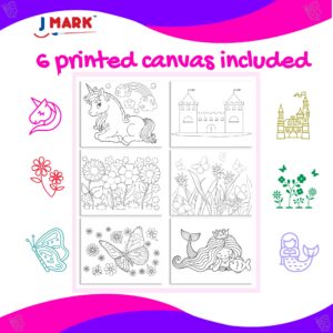 J MARK Pain Set for Kids – Acrylic Kids Painting Kit with Storage Bag, Washable Paints, Easel, Canvases, Brushes and More, Complete Kids Painting Set