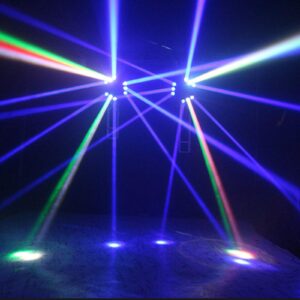 Dj Lights Rainbow Disco Light, 9x3W RGB LED Moving Head Dj Light Stand, Professional Disco Lights Dj Rave Light Rotating Party Lights Dj Dance Floor Lights Sound Activated Spider Beam Light