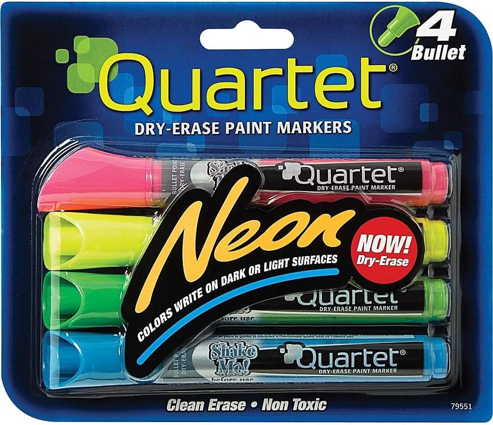 Quartet Glass Whiteboard Markers, Dry Erase Markers, Neon, 2 Pack (79551) (Pack of 2)