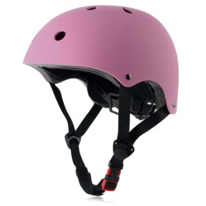 kids bike helmet, adjustable and multi-sport, from toddler to youth, 3 sizes (pink)