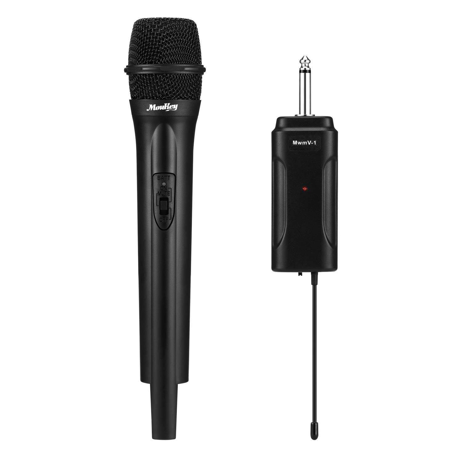 Moukey Wireless Microphone, Portable Dynamic Handheld Mic, Anti-Interference, Excellent Sound, VHF Karaoke Microphone, Wireless Mic for Party, Karaoke, Meeting, Wedding, Church, Stage & DJ, Black