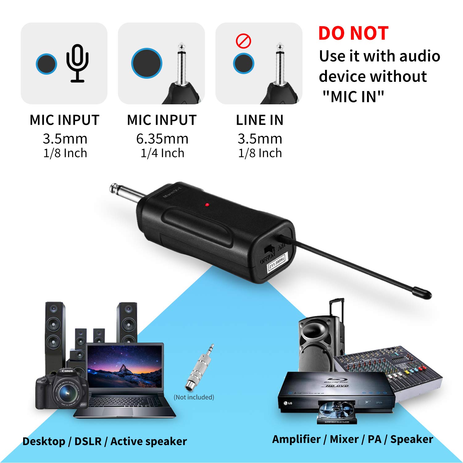 Moukey Wireless Microphone, Portable Dynamic Handheld Mic, Anti-Interference, Excellent Sound, VHF Karaoke Microphone, Wireless Mic for Party, Karaoke, Meeting, Wedding, Church, Stage & DJ, Black