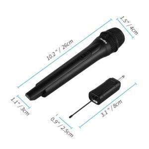 Moukey Wireless Microphone, Portable Dynamic Handheld Mic, Anti-Interference, Excellent Sound, VHF Karaoke Microphone, Wireless Mic for Party, Karaoke, Meeting, Wedding, Church, Stage & DJ, Black