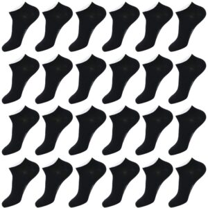 enerwear-coolmax 24 pack men's cotton low cut ankle socks (10-13/24pair, black)