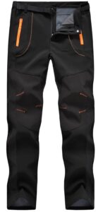 rdruko men's snow ski pants waterproof insulated winter outdoor hiking fleece pants with belt(black,us m)