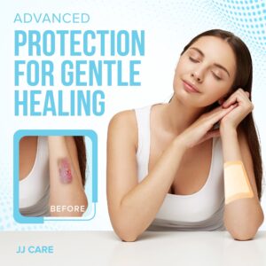 JJ CARE Silicone Foam Dressing [Pack of 10], 4x4 Foam Wound Dressing with Silicone Adhesive Border, Showerproof and Absorbent Medical Bandages