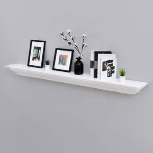 welland 72-inch fireplace mantel shelf wall mounted,white corona crown molding ledge floating shelf, pinewood