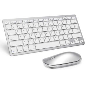 wireless keyboard and mouse combo for ipad, sparin bluetooth keyboard mouse for ipad pro m4 & ipad air m2 2024 (13 inch &11 inch), ipad air 5th 4th gen, ipad 10th 9th 8th gen, silver white
