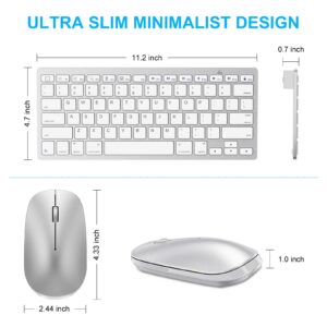 Wireless Keyboard and Mouse Combo for iPad, SPARIN Bluetooth Keyboard Mouse for iPad Pro M4 & iPad Air M2 2024 (13 inch &11 inch), iPad Air 5th 4th Gen, iPad 10th 9th 8th Gen, Silver White