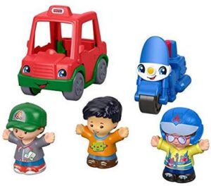 fisher-price little people share & care vehicle gift set with police motorcycle and pizza delivery car